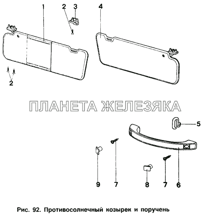 Противосолнечный козырек и поручень ИЖ 2126