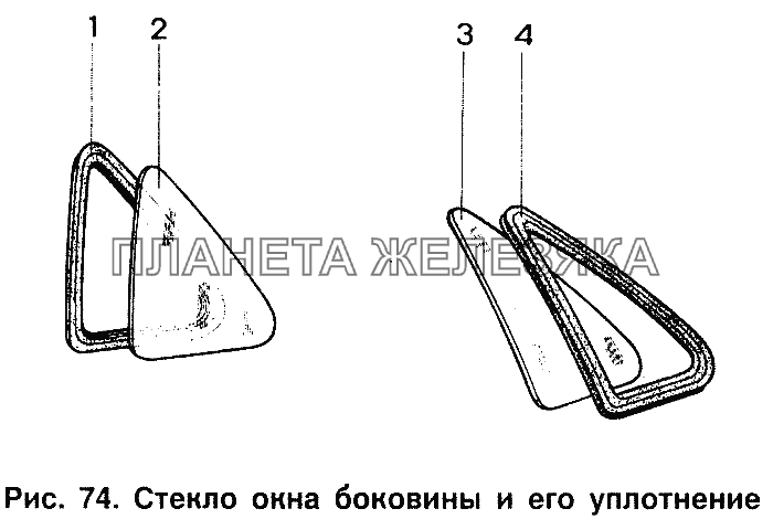 Стекло окна боковины и его уплотнение ИЖ 2126