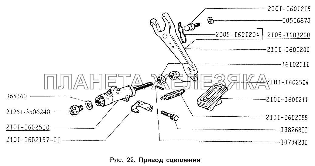 Привод сцепления ИЖ 2126