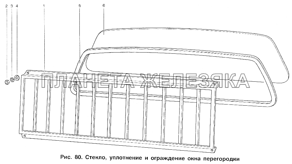 Стекло, уплотнение и ограждение окна передка ИЖ 2717