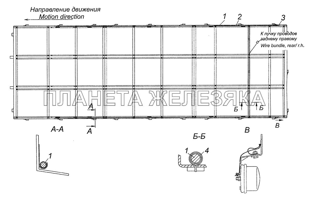 4308-3700086-90 Электрооборудование. Расположение на платформе КамАЗ-4308 (Евро 4)
