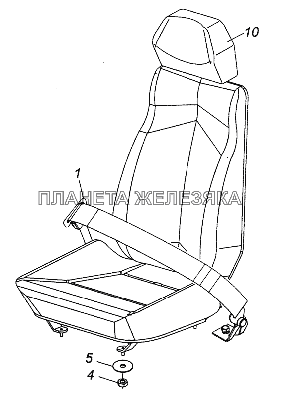 5460-5000123-01 Установка среднего сиденья КамАЗ-4308 (Евро 4)