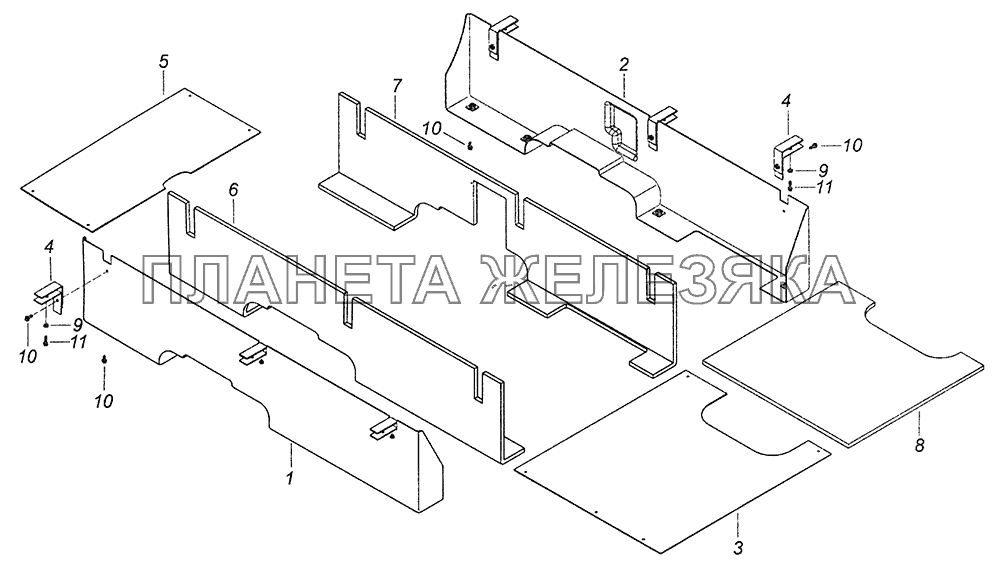 4308-1080010-10 Капотирование нижнего моторного отсека КамАЗ-4308 (Евро 4)