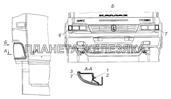 4308-3712001 Установка передних указателей поворота КамАЗ-4308 (Евро 3)