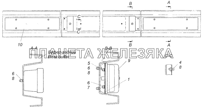 53215-3716002 Установка задних фонарей КамАЗ-4308 (Евро 3)