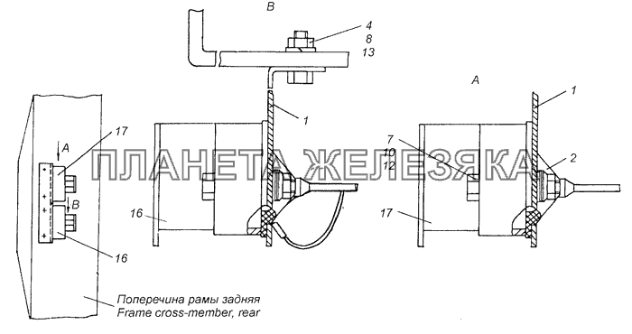 43114-3723003-70 Установка розеток прицепа КамАЗ-4308 (Евро 3)