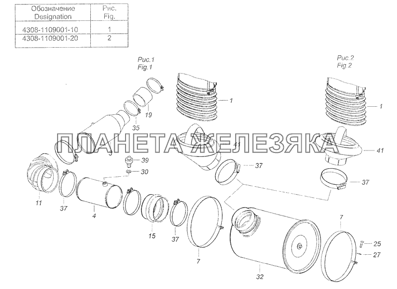 4308-1109001-10 Установка воздушного фильтра КамАЗ-4308 (Евро 3)