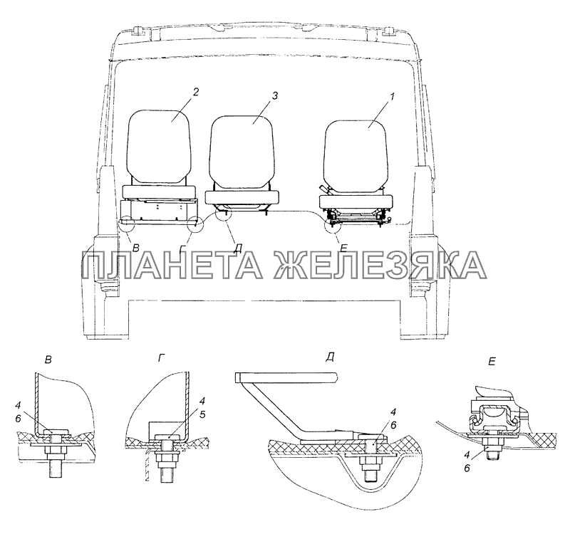 6520-5000120-08 Установка сидений КамАЗ-4308 (Евро 3)