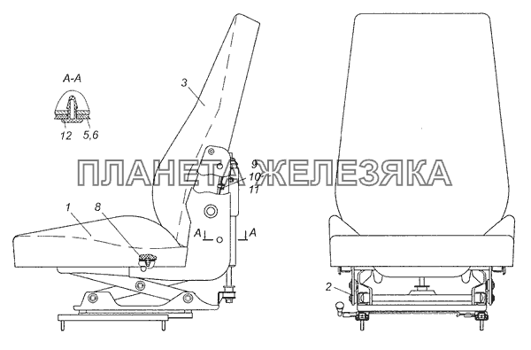 5460-6800010 Сиденье водителя КамАЗ-4308 (Евро 3)