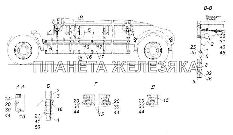5308-8410003 Установка боковой защиты КамАЗ-4308 (Евро 3)