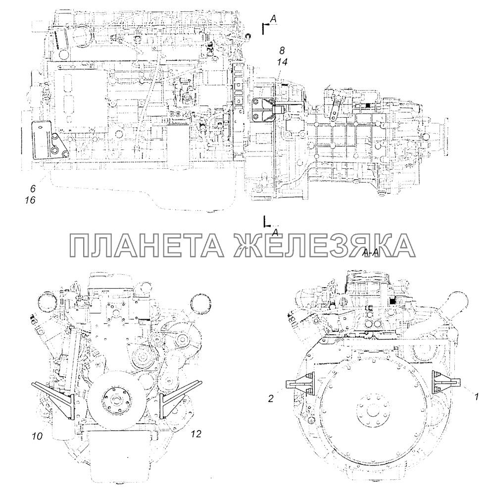 4308-1001000-03 Установка кронштейнов силового агрегата КамАЗ-4308 (Евро 3)