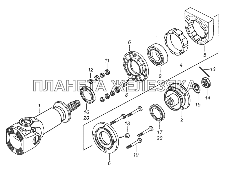4308-2202011-28 Вал карданный промежуточный с опорой КамАЗ-4308 (Евро 3)