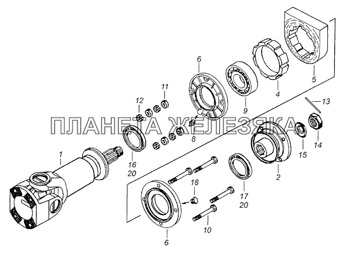 4308-2202011-29 Вал карданный промежуточный с опорой КамАЗ-4308 (Евро 3)