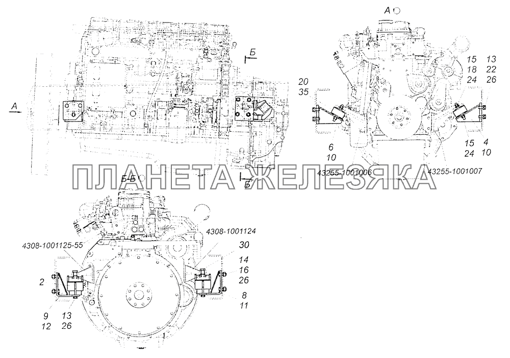 4308-1001005-03 Установка силового агрегата КамАЗ-4308 (Евро 3)