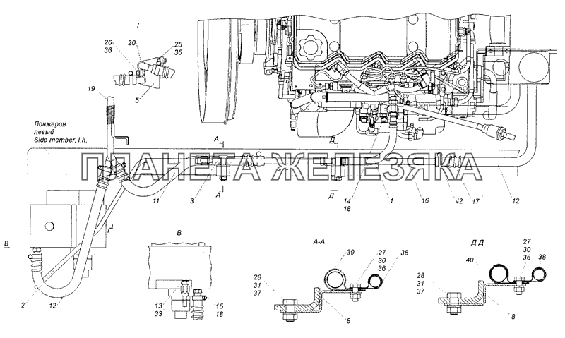 4308-3400018-45 Установка трубопроводов КамАЗ-4308 (Евро 3)