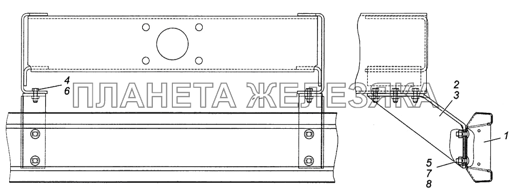 Установка заднего буфера 4308-2804003 КамАЗ-4308