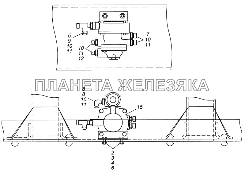 Установка клапана управления тормозами прицепа 4308-3500022-10 КамАЗ-4308