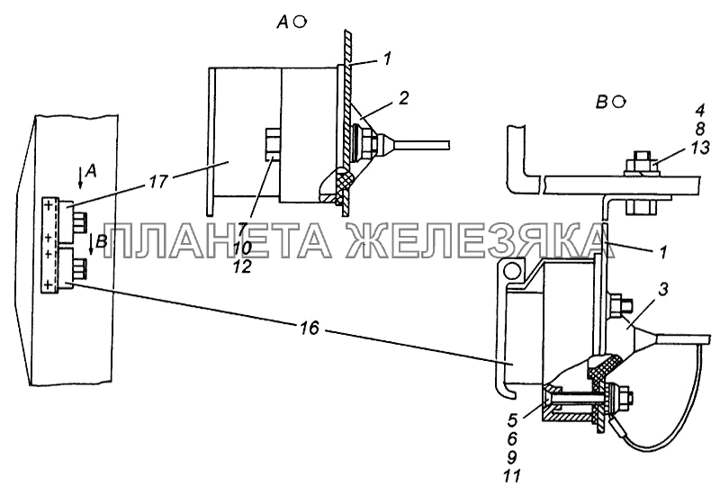 Установка розеток прицепа 43114-3723003-70 КамАЗ-4308