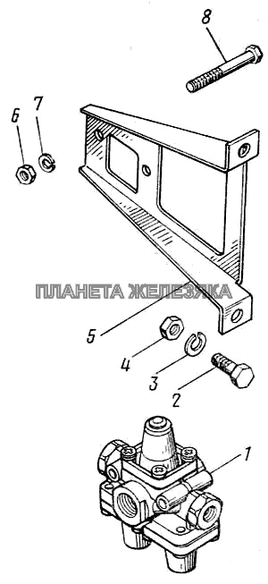 Клапан защитный тройной в сборе 100-3515210 КамАЗ-43101