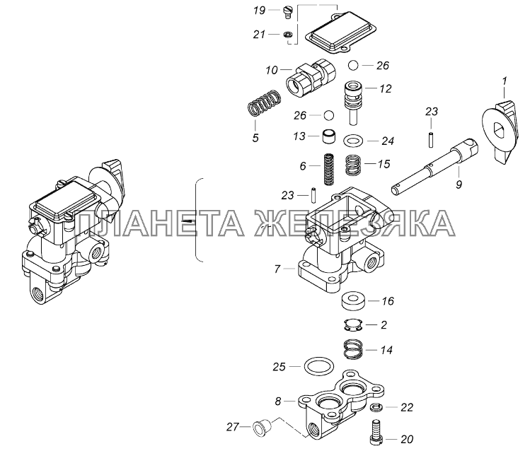 4310-1804010 Кран управления раздаточной коробкой КамАЗ-43118 (Евро 4)