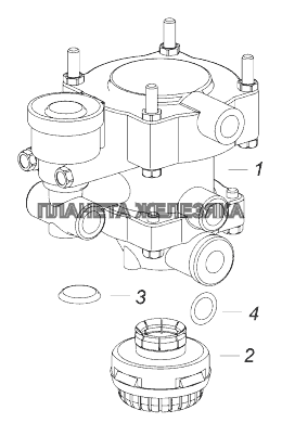 2233-3522010-10 Клапан управления тормозами прицепа с двухпроводным приводом и глушителем КамАЗ-43118 (Евро 4)