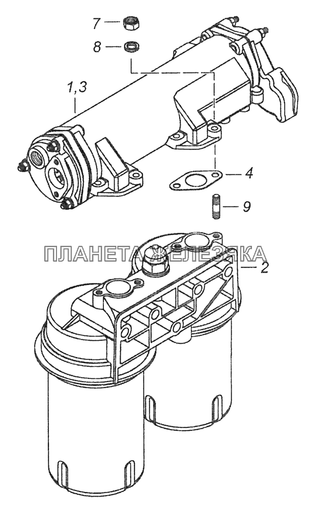 740.20-1012006 Фильтр масляный с теплообменником КамАЗ-43253 (Часть-1)