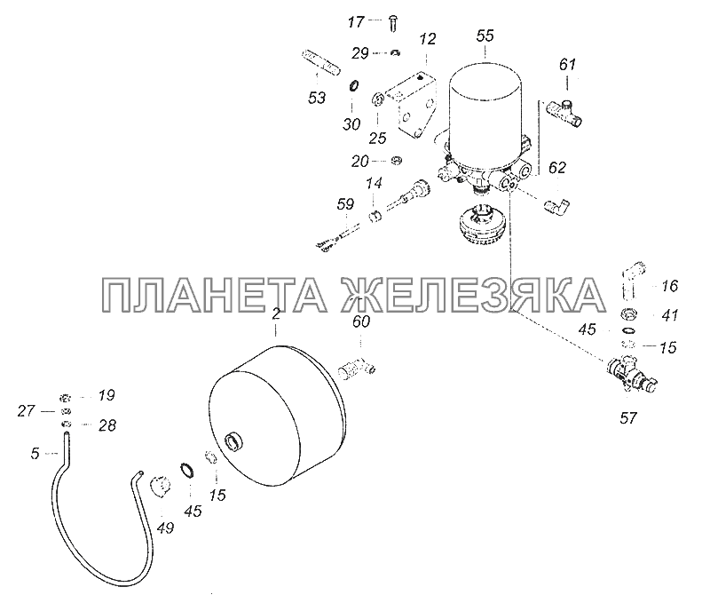 43114-3500011-04 Установка осушителя КамАЗ-43253 (Часть-2)