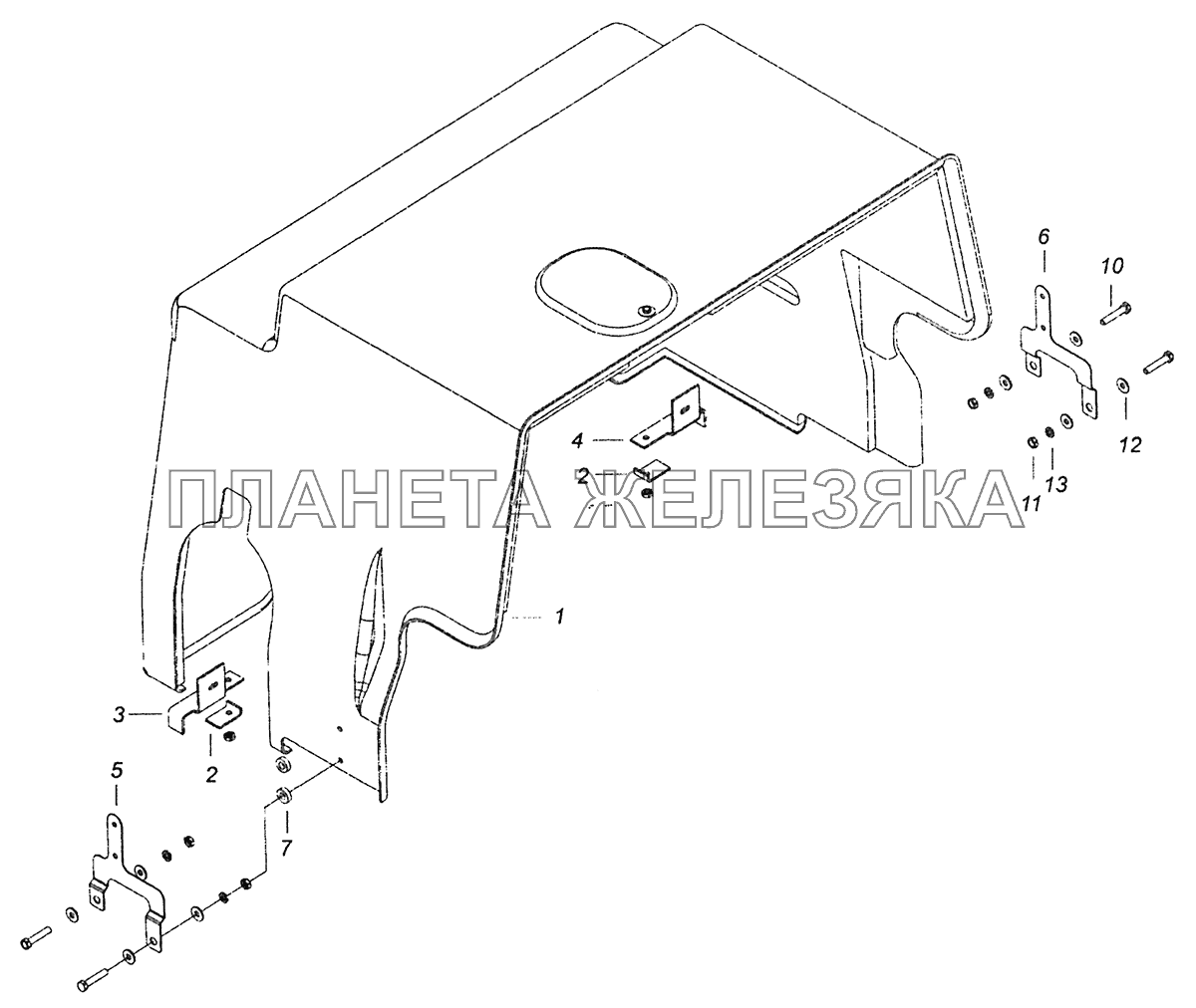 65117-5614200-10 Установка шумоизоляционного экрана двигателя КамАЗ-43253, 43255 (Евро-4)