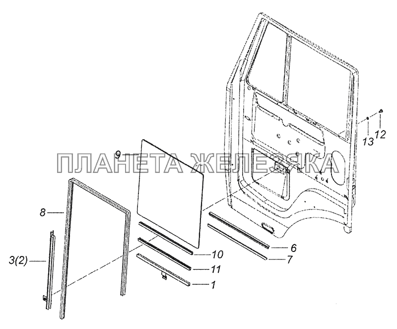 65115-6110005 Установка опускных стекол КамАЗ-43253, 43255 (Евро-4)