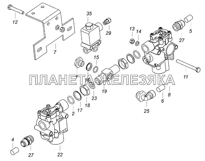 65115-3542005-80 Блок передних модуляторов АБС КамАЗ-43255 (Евро-3)