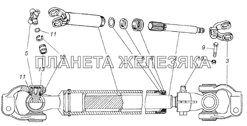 53205-3422010-75 Вал карданный в сборе КамАЗ-5350 (6х6)