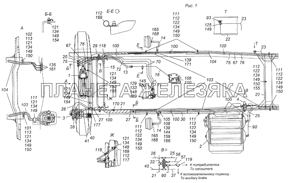 4350-3500006-40 Установка пневмотормозов КамАЗ-5350 (6х6)