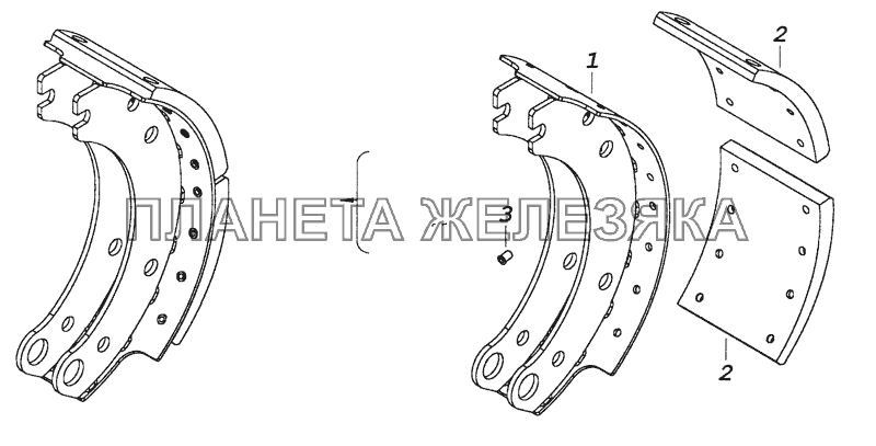 53212-3501090-10 Колодка тормоза с накладками КамАЗ-5350 (6х6)