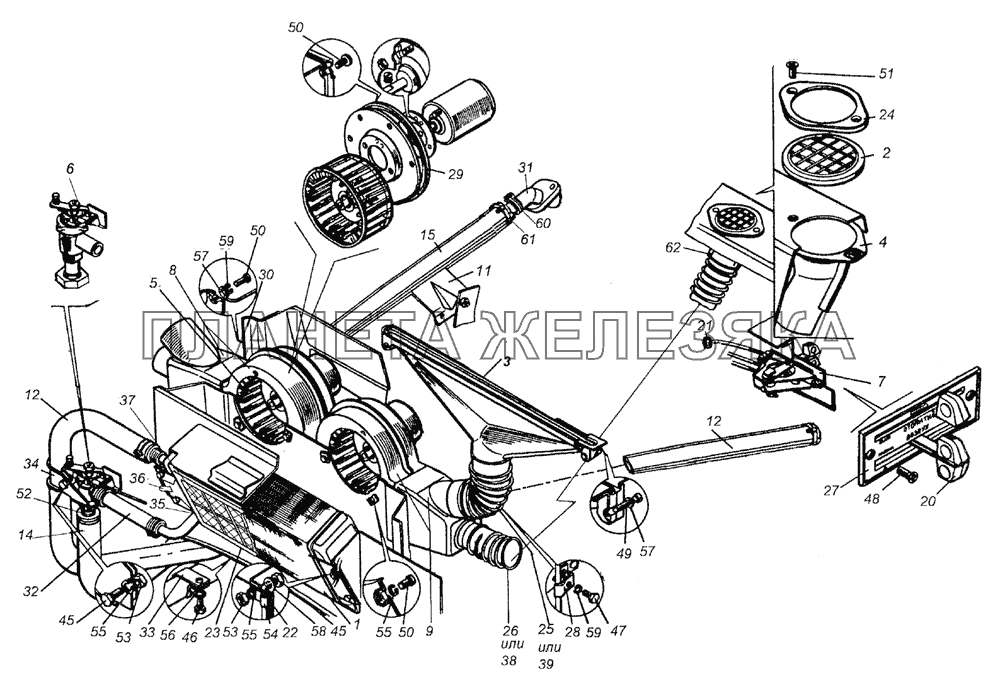6520-8100005 Установка системы отопления кабины КамАЗ-4350 (4х4)