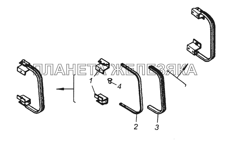 5320-8202201 Ручка левая в сборе КамАЗ-53501 (6х6)