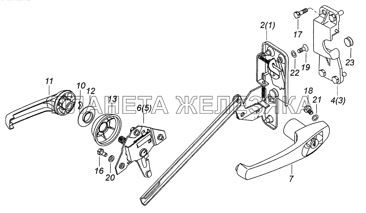 5320-6105011 Установка замков и ручек двери левая - Door locks and handles installation, l.h. КамАЗ-43502 (Евро 4)