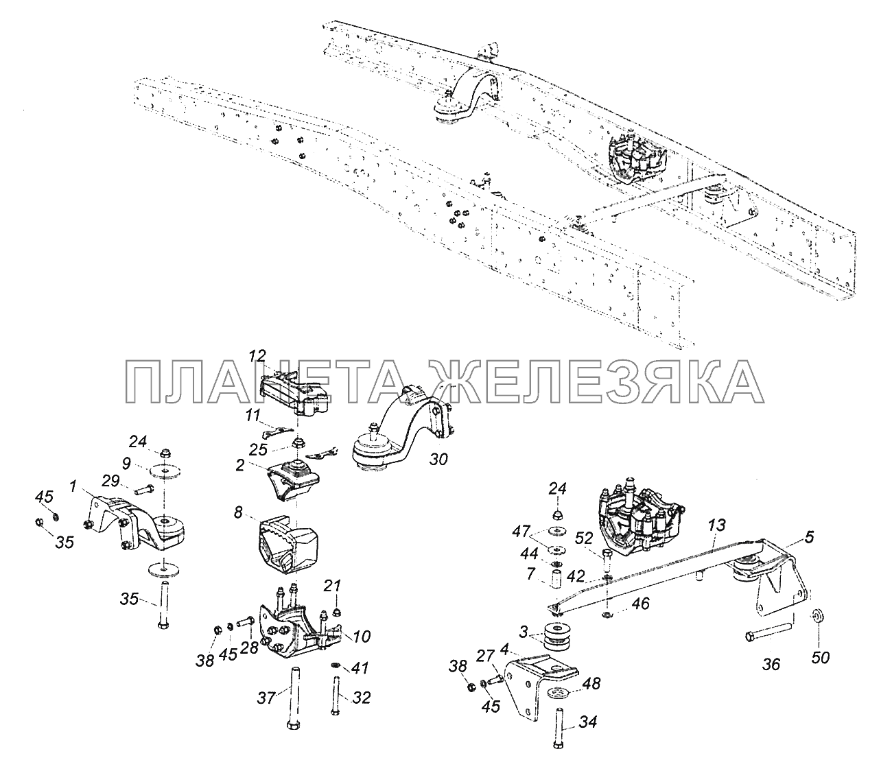 43114-1001005 Установка силового агрегата КамАЗ-43502 (Евро 4)