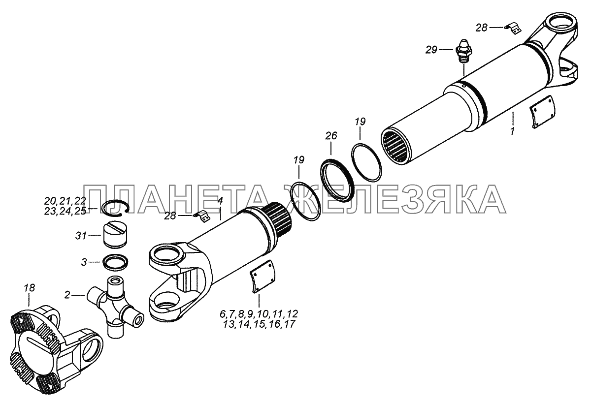 4326-2201011-10 Вал карданный заднего моста КамАЗ-43502 (Евро 4)