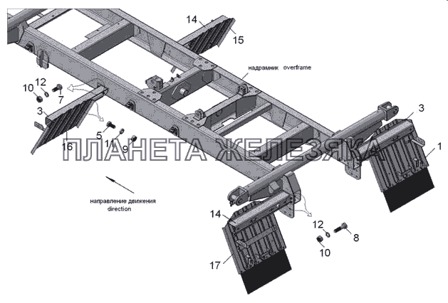 45142-8400004 Установка брызговиков КамАЗ-45142