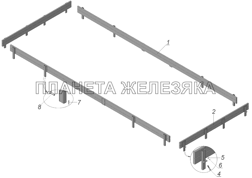 55102-8500012-30 Установка дополнительных бортов КамАЗ-45143