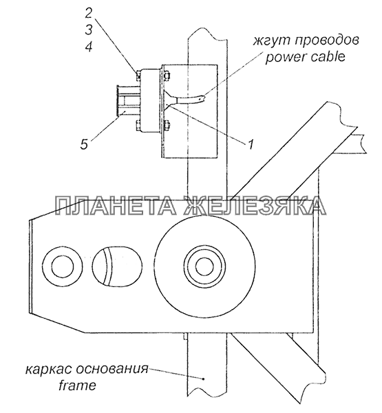 5297-3723003-30, 5297-3723703-30 Установка розетки прицепа Шасси КамАЗ-5297