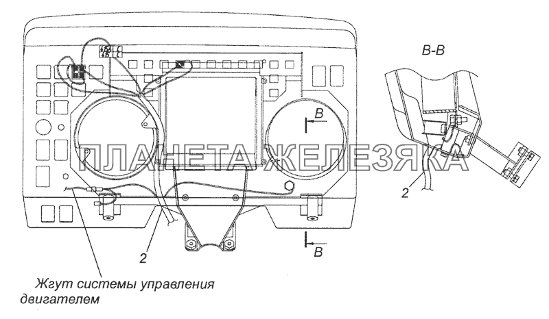 5297-4070024 Установка жгутов проводов АБС в панели приборов Шасси КамАЗ-5297