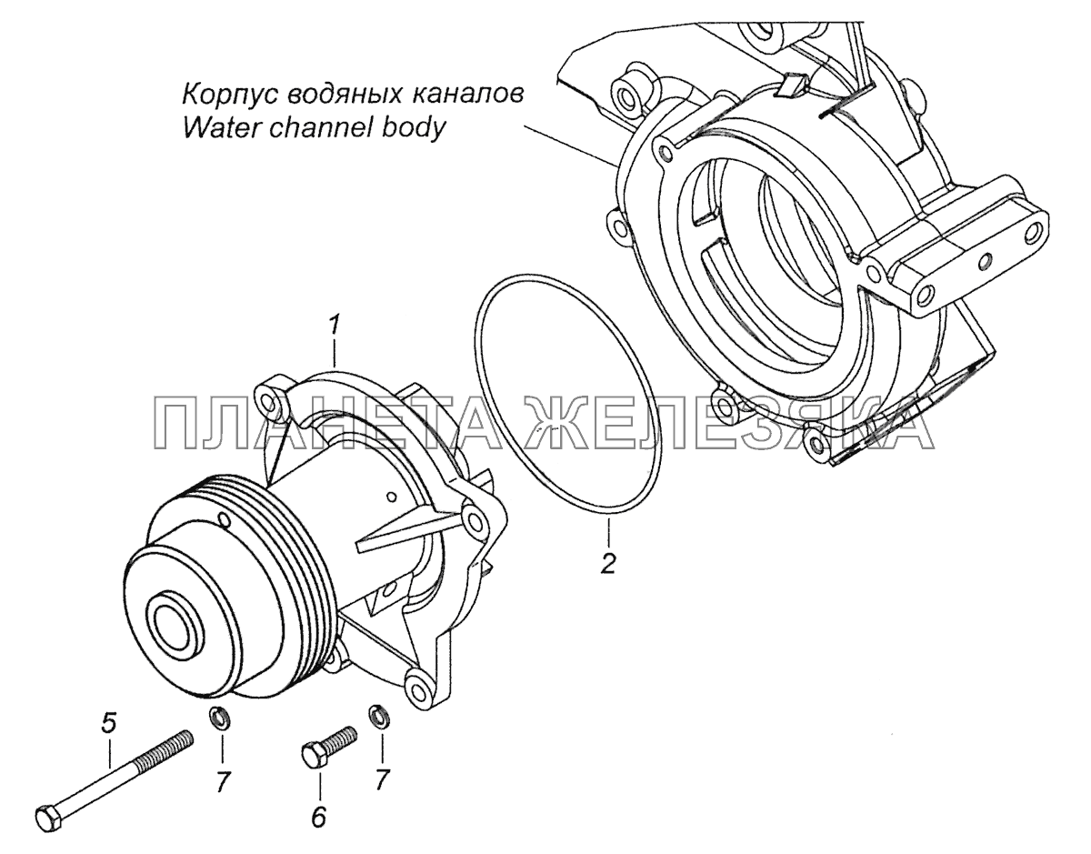 740.11-1307005 Установка водяного насоса Шасси КамАЗ-5297