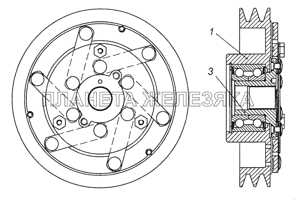 5297-1318500-01 Шкив с фрикционным диском Шасси КамАЗ-5297