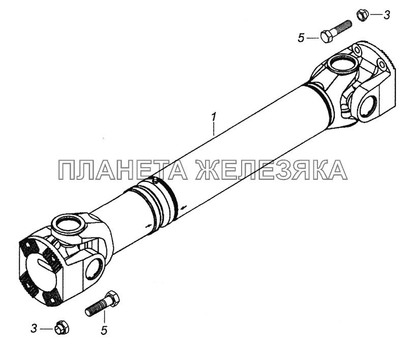 5297-2200001-15, 5297-2200001-16 Установка карданного вала Шасси КамАЗ-5297
