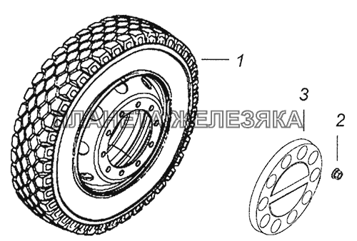 5297-3101002 Установка передних стальных колес Шасси КамАЗ-5297
