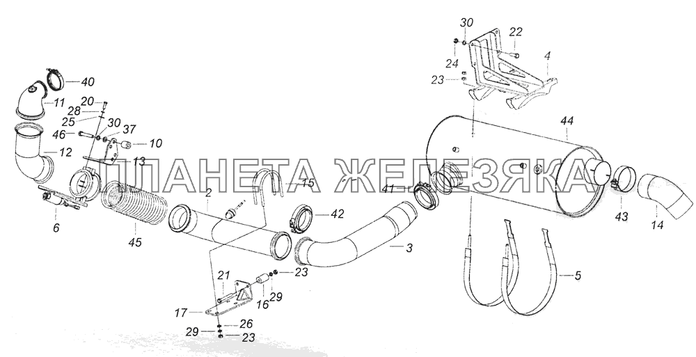 4308-1200009 Установка системы выпуска КамАЗ-5308 (Евро 4)