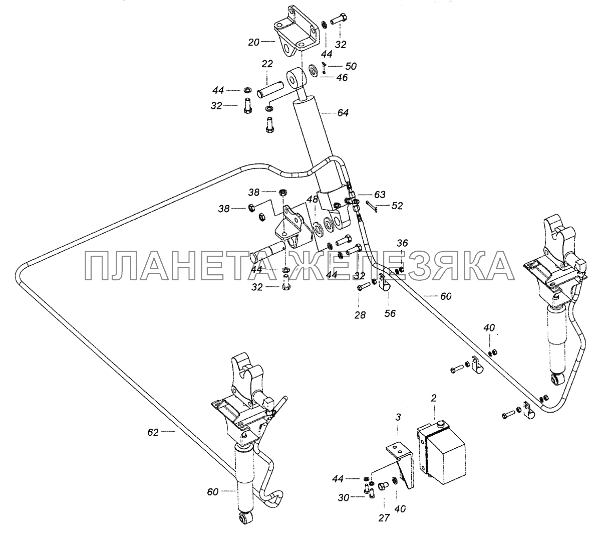 5308-5000079-20 Установка механизма опрокидывания кабины КамАЗ-5308 (Евро 4)