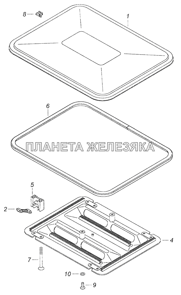 53205-5713008 Установка вентиляционного люка крыши КамАЗ-5308 (Евро 4)