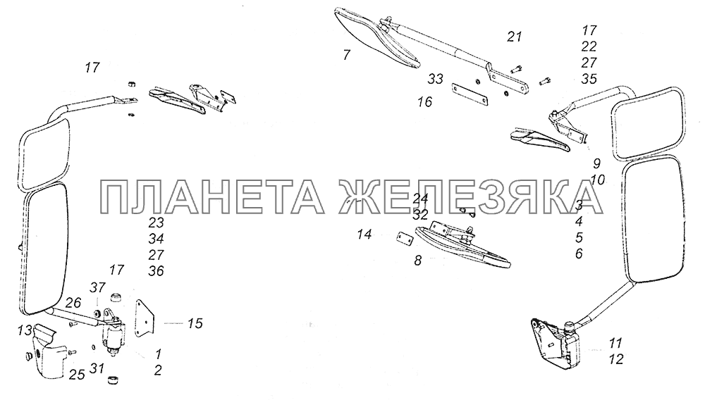 5460-8201002-01 Установка зеркал заднего вида КамАЗ-5308 (Евро 4)